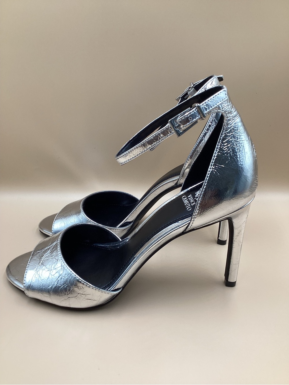 NWB Beautiful Vince Camuto Silver Aliza Ankle-Strap Stiletto Size 8.5